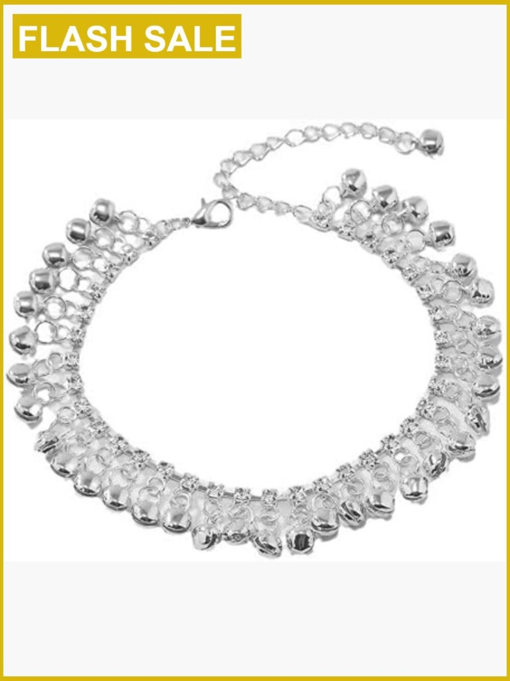 Women Anklet CZ Crystal Tassel Bells Boho Adjustable Chain Foot Jewelry Belly